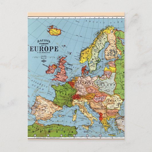 Algemene kaart van de  Europa 20e eeuw (Voorkant)