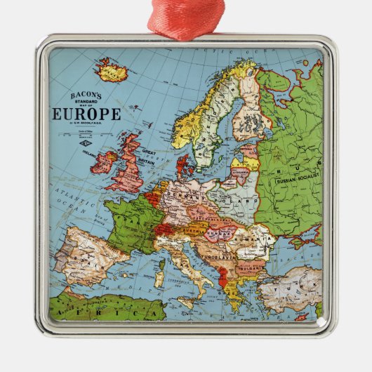 Algemene kaart van de Europa 20e eeuw Metalen Ornament (Voorkant)