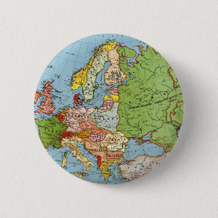 Algemene kaart van de Europa 20e eeuw Ronde Button 5,7 Cm