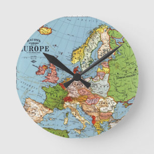 Algemene kaart van de  Europa 20e eeuw Ronde Klok