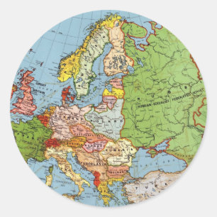 Algemene kaart van de  Europa 20e eeuw Ronde Sticker