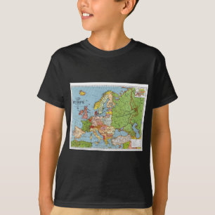Algemene kaart van de  Europa 20e eeuw T-shirt