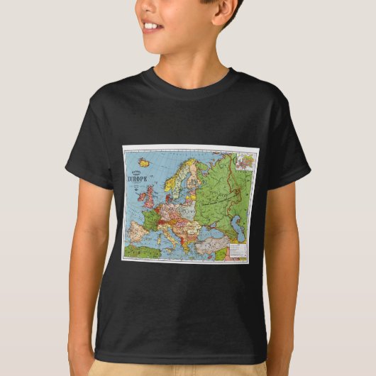 Algemene kaart van de Europa 20e eeuw T-shirt (Voorkant)