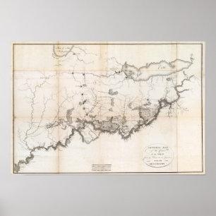 Algemene kaart van de loop van de Ohio Poster