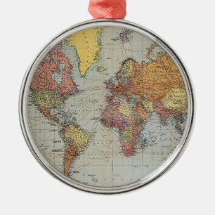 algemene kaart van de wereld metalen ornament