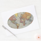  algemene kaart van de wereld ovale sticker (Envelop)