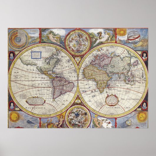  algemene kaart van de wereld poster (Voorkant)