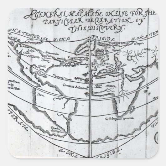 Algemene kaart vierkante sticker (Voorkant)