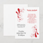 Algemene uitnodigingen voor Red Swirly voor elk ge (Voorkant / Achterkant)