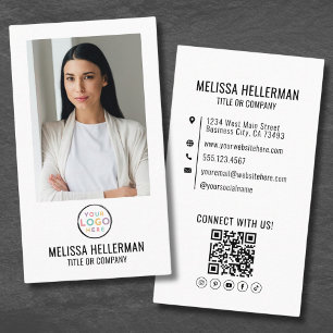 Algemene Witte Foto QR-code Logo Verticaal Visitekaartje