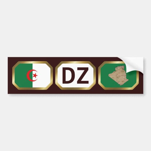 Algeria Flag Map Code Bumper Sticker (Voorkant)