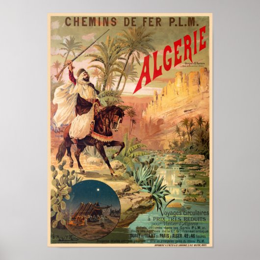 Algérie Vintage Railroad Poster 1891 (Devant)