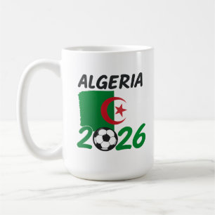 Algerije 2026 Voetbalfanontwerp met Halve Maan en Koffiemok