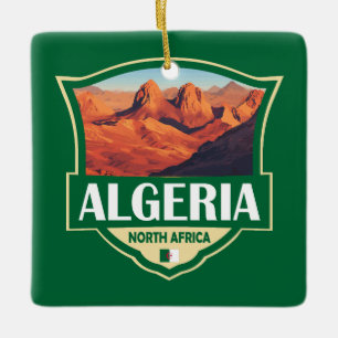 Algerije Illustratie Retro Badge Keramisch Ornament