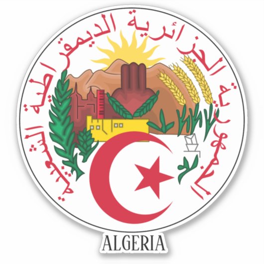 Algerije Nationaal embleem Patriottisch Sticker (Voorkant)