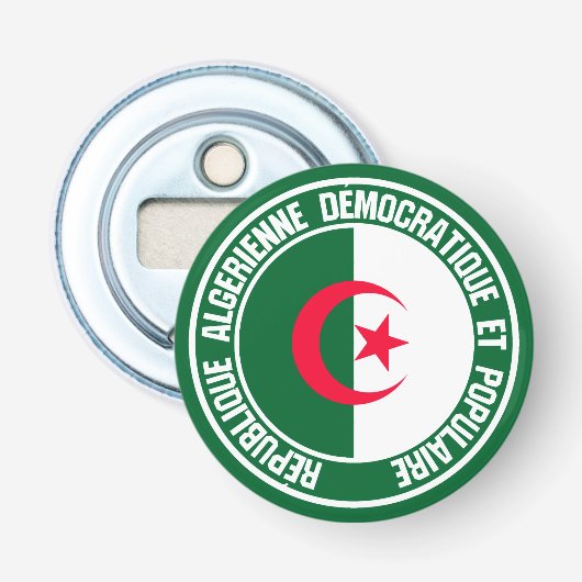 Algerije Round Emblem Button Flesopener (Voorkant)