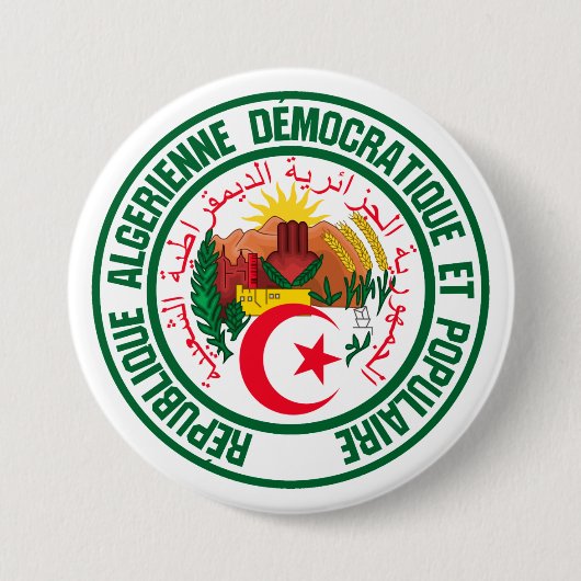 Algerije Round Emblem Ronde Button 7,6 Cm (Voorkant)
