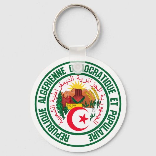 Algerije Round Emblem Sleutelhanger (Voorkant)