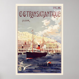 Algerije Tunesië Vintage Reisposter - Ingelijst Poster