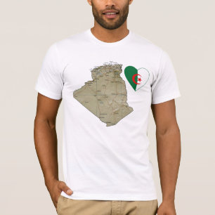 Algerije Vlag Hart en Kaart T-Shirt