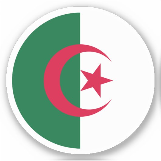 Algerije Vlag Ronde Sticker (Voorkant)