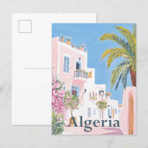 Algerije Waterverf Schilderij Reizen Briefkaart