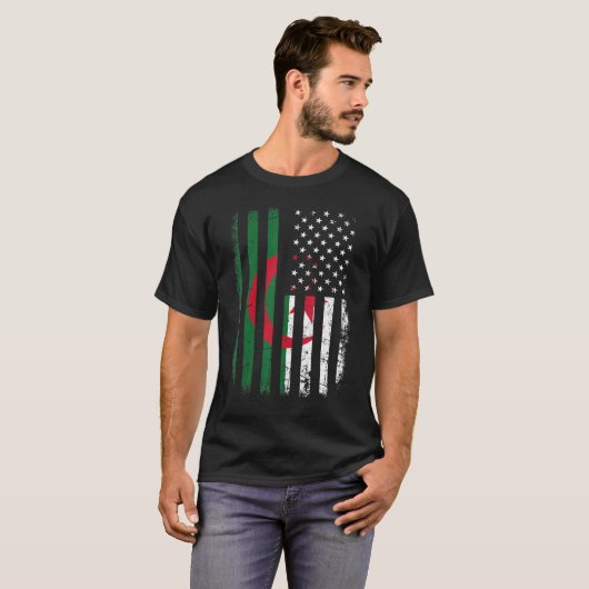 Algerijnse Amerikaanse vlag Algerijnse wortels Alg T-shirt (Voorkant volledig)