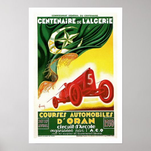 Algerijnse auto Race Ad Poster (Voorkant)