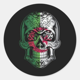 Algerijnse schedel en Rozen vlag Ronde Sticker