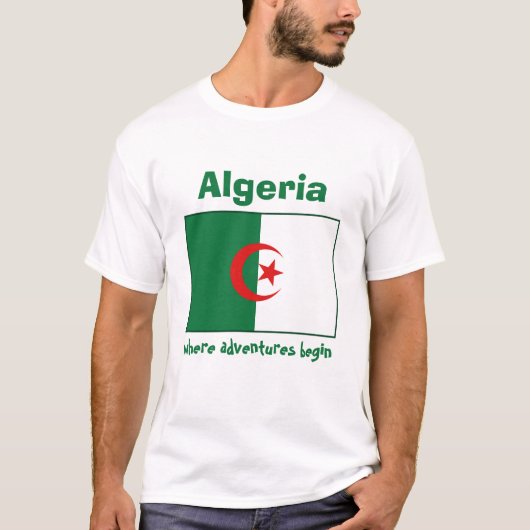 Algerijnse vlag + kaart + tekst T-shirt (Voorkant)