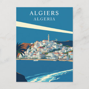Algiers, Algerije Retro Reis Kunst Briefkaart