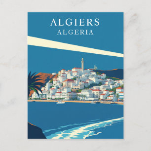 Algiers, Algerije Retro Reizen Kunst Briefkaart