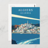 Algiers, Algerije Retro Reizen Kunst Briefkaart (Voorkant / Achterkant)