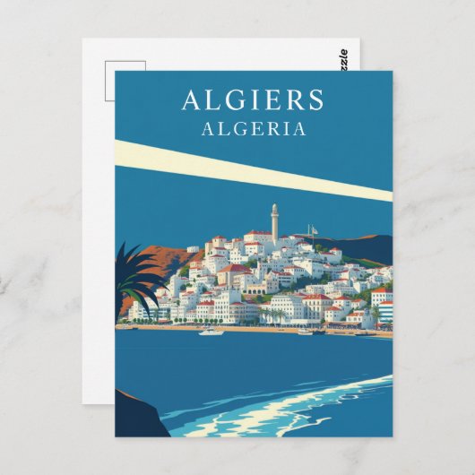 Algiers, Algerije Retro Reizen Kunst Briefkaart (Voorkant / Achterkant)
