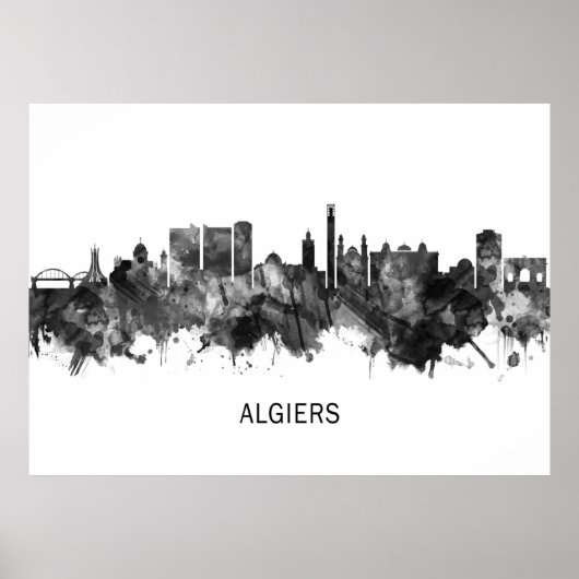 Algiers Algerije Skyline BW Poster (Voorkant)