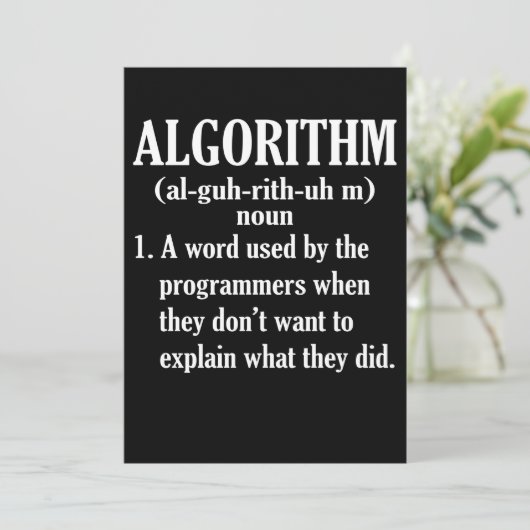Algoritme Definition Computer Programming Kaart (Staand voorkant)