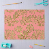 Algues dorées sur papier de soie corail (Artisanat)