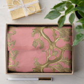 Algues dorées sur papier de soie corail (Cadeau)