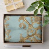 Algues dorées sur papier de soie vert écume de mer (Cadeau)