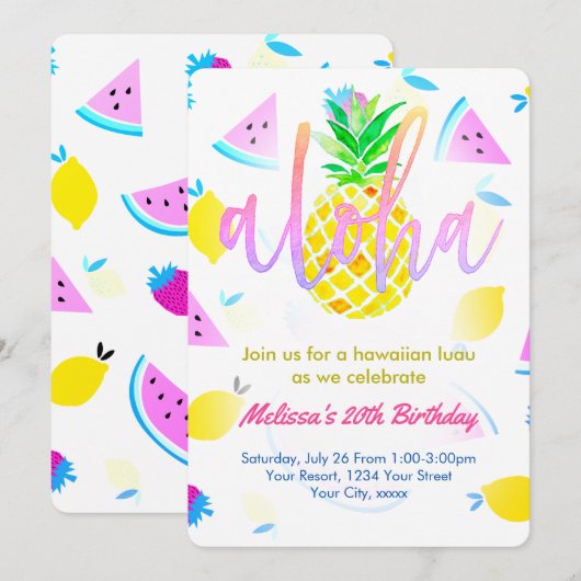 alha-script voor tropische verjaardagen kaart (Voorkant / Achterkant)