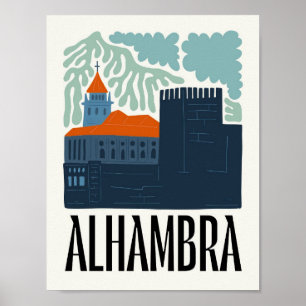 Alhambra Granada Spanje abstracte reizen bloemsier Poster