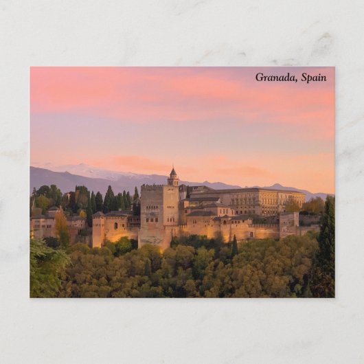 Alhambra, Granada Spanje Briefkaart (Voorkant)