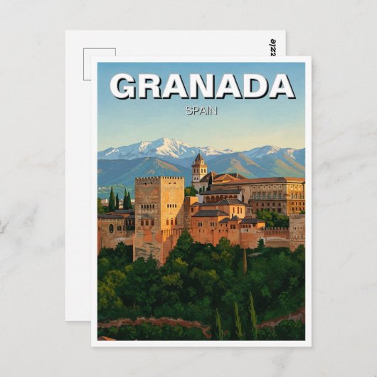 Alhambra Granada Spanje Reizen Briefkaart (Voorkant / Achterkant)