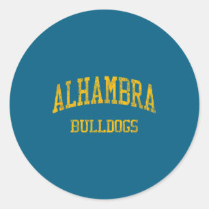 Alhambra High School Hs Martinez Ca Vintage Srts Ronde Sticker
