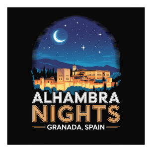 Alhambra Nachten - Granada Spanje Reis Kunst Foto Afdruk