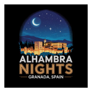 Alhambra Nachten - Granada Spanje Reis Kunst Perfect Poster