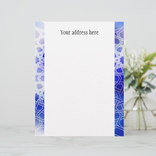 Alhambra Pattern Blue Briefhoofd Sjabloon (Staand voorkant)