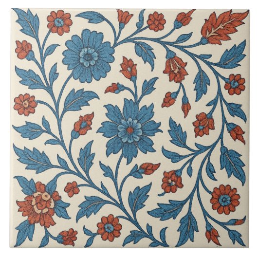 Alhambra Star – Moorish Floral Geometric Tile Tegeltje (Voorkant)