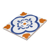 Alhambrategels oranje blauwe bloemen tegeltje (Zijkant)