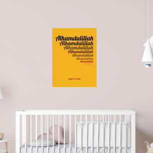 Alhamdulillah Typografie Geel Nursery Custom Poster
